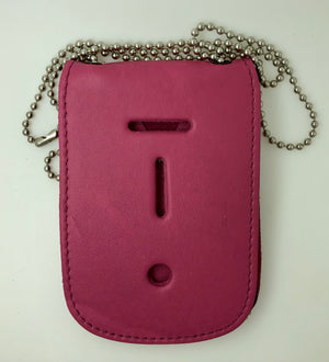 Pink Leather Neck Chain Universal Badge Holder