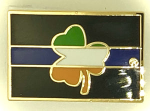 Thin Blue Line Flag Pin with Shamrock